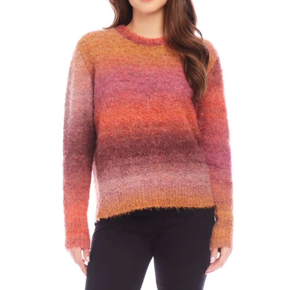 Karen Kane Sweater Womens Large Ombre Pullover Knit Long Sleeve Casual